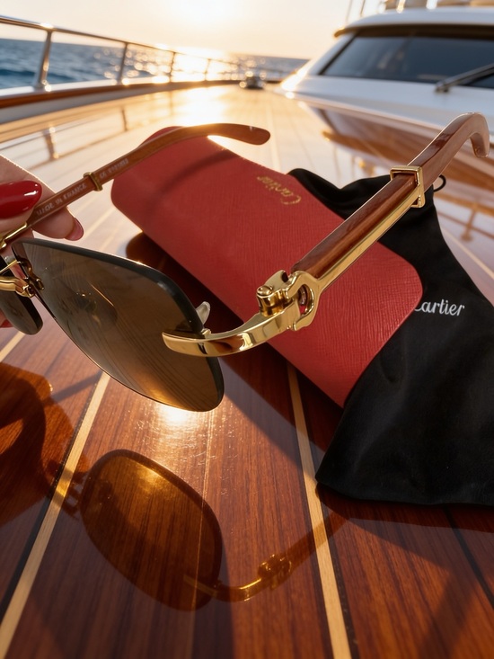 Cartier Accessories - Cartier Gold and wood sunglasses Authentic